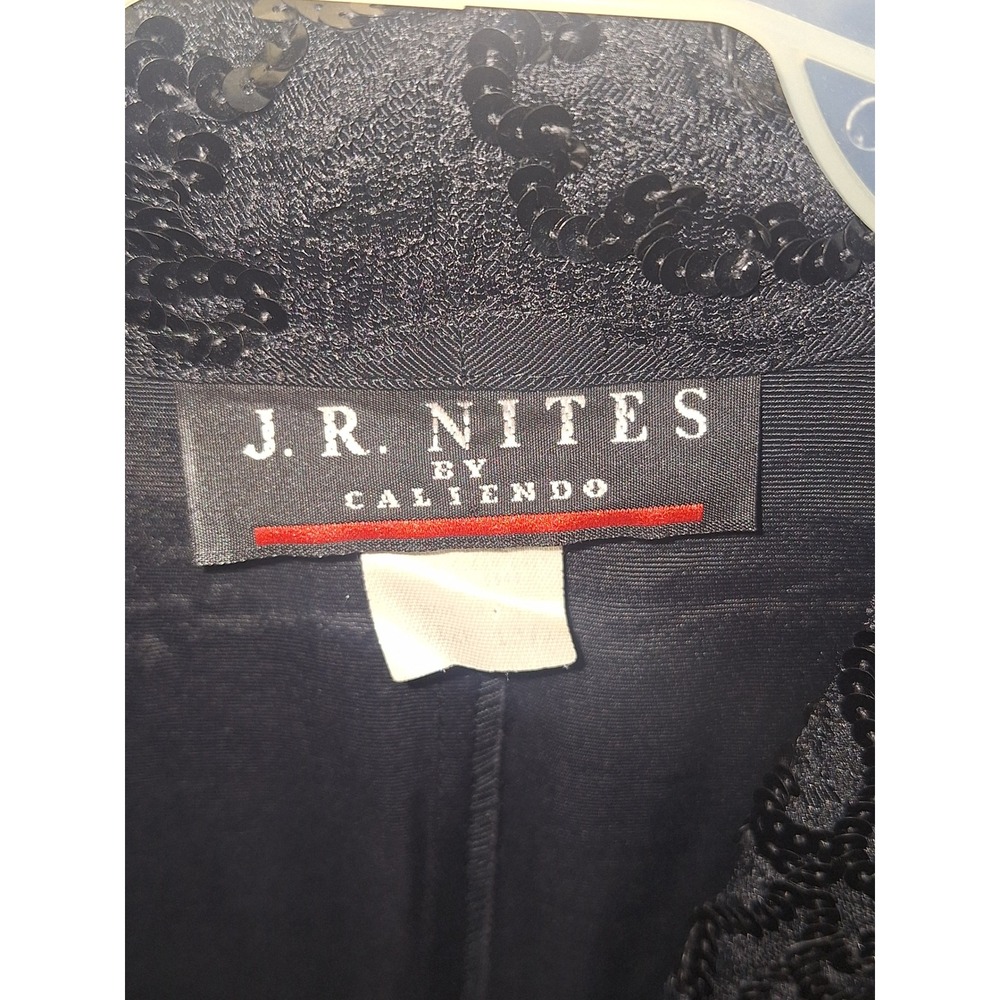 JR Nites by Caliendo Black Sequin Lace Lapel Evening Blazer Jacket Womens - Picture 6 of 7